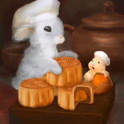Hamster Chef and Bunny bake mooncakes