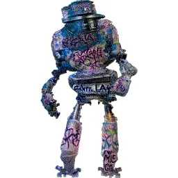 Robot Artist Sprayed by Gangsta LA Graffiti