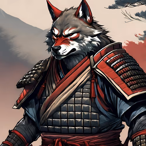 Japanese Wolf Samurai