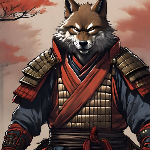 Japanese Wolf Samurai