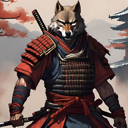 Japanese Wolf Samurai