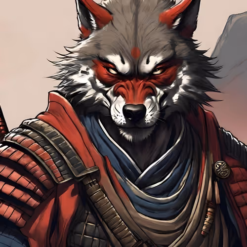 Japanese Wolf Samurai