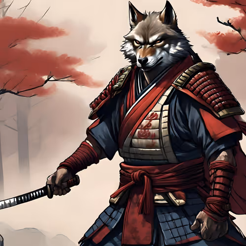 Japanese Wolf Samurai