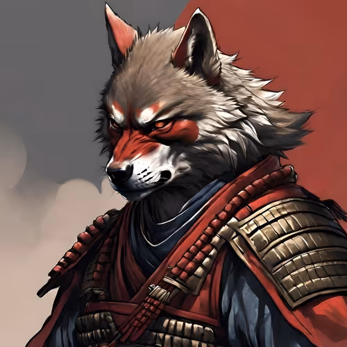 Japanese Wolf Samurai