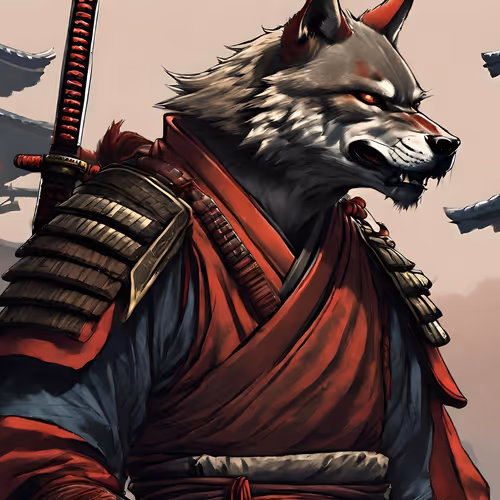 Japanese Wolf Samurai