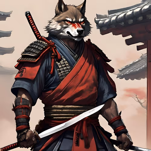 Japanese Wolf Samurai