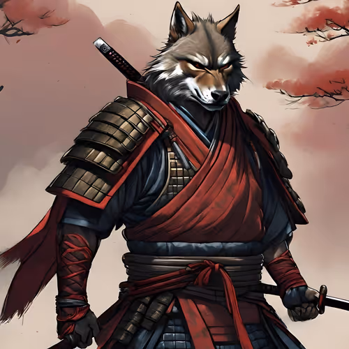 Japanese Wolf Samurai