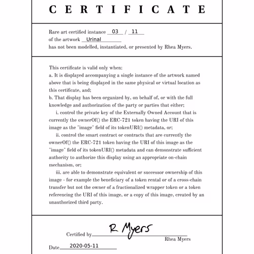 Certificate of Inauthenticity: Urinal (03 of 11)