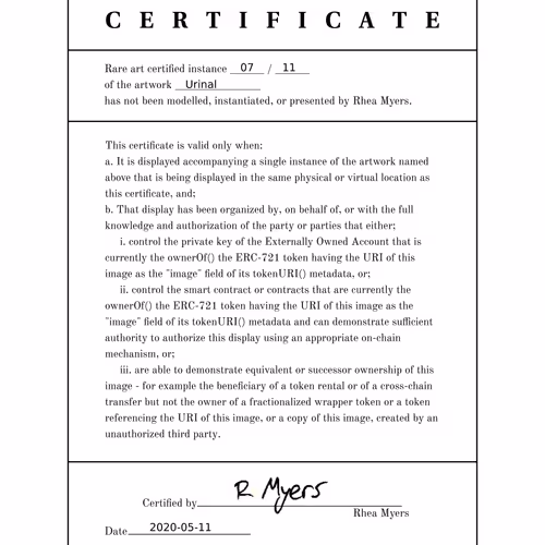 Certificate of Inauthenticity: Urinal (07 of 11)