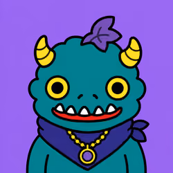 Teal Monster with a Purple Leaf Tuft #9740