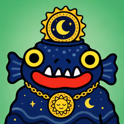 Starry Eyed Monster with Sun Crown #9702
