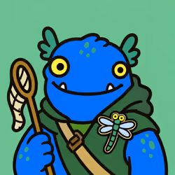 Playful Blue Creature with Adventure Gear #6368