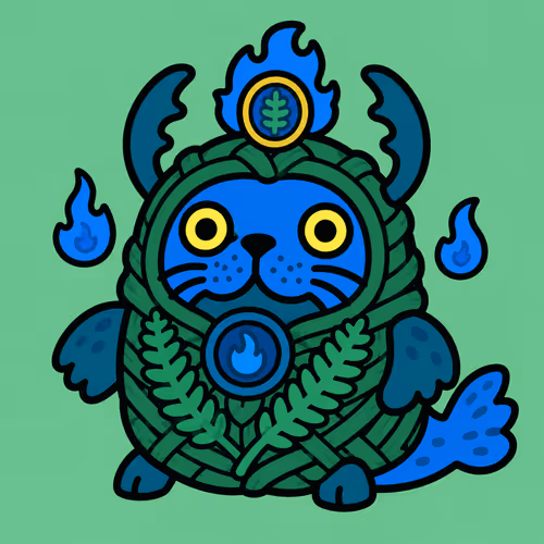 Woven Monster with Blue Flames #4822