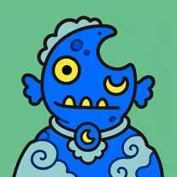 Cute Moon Creature with Cloud Patterns #3758
