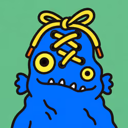 Quirky Blue Monster with Laced Up Head #9542