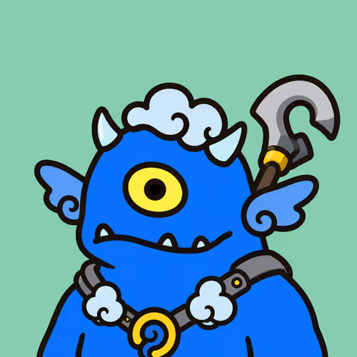 Cartoon Creature with a Cloud Motif #3118