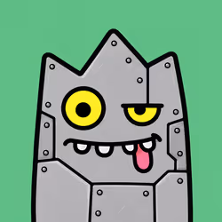 Blocky Metallic Monster Face Illustration #7376