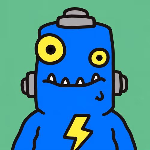 Blue Battery Monster with Lightning Bolt #4104