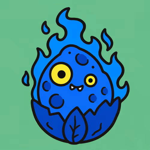 Flame Headed Creature on Mint Background #5553