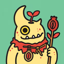 Cute Monster with Plant Themed Accessories #5869