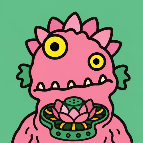 Lotus Engine Monster on Mint Background #4619