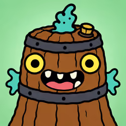 Cheerful Barrel Monster with Wavy Arms #8417