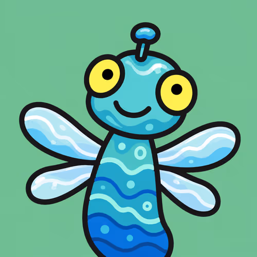 Whimsical Dragonfly Character on Mint Background #6797