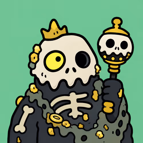 Skull Faced Creature with Golden Scepter #3442
