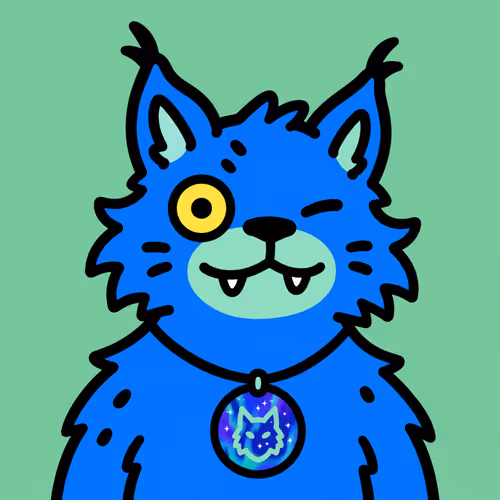 Whimsical Blue Lynx with Pendant #6997