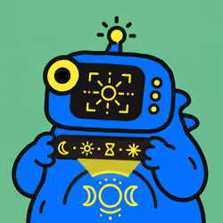 Blue Robot with Yellow Symbols #3049