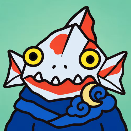Origami Fish Monster with Yellow Eyes #9385