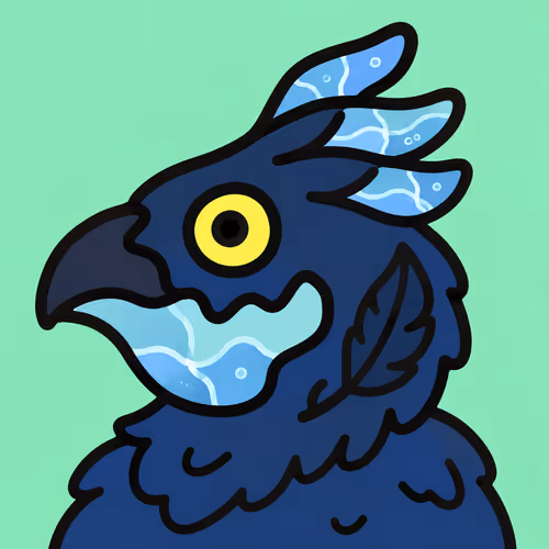 Whimsical Bird Creature on Mint Background #5356