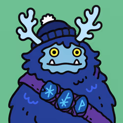 Goofy Blue Monster with Rune Tokens #4381