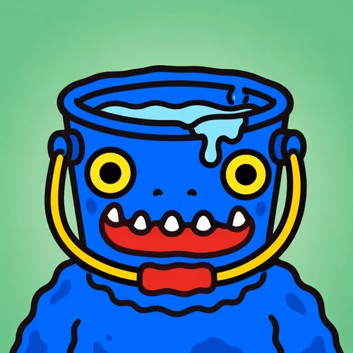 Blue Bucket Monster with Water Grin #7382