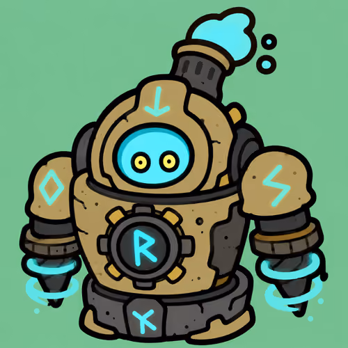 Cyan Glowing Relic Engine Robot #3831