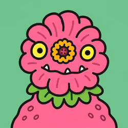 Cartoon Flower Monster with a Quirky Smile #4066