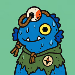 Whimsical Blue Creature with Cloak #6639