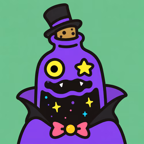 Whimsical Potion Monster with Top Hat #3575