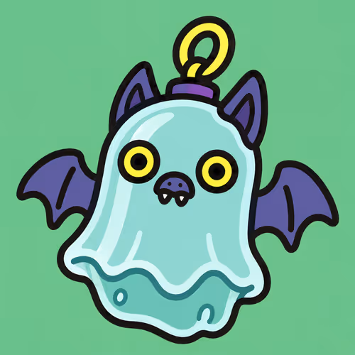 Cute Ghost Bat Charm Illustration #3556