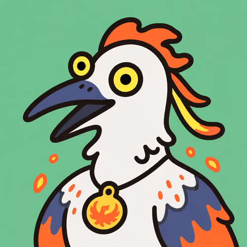 Whimsical Fiery Bird Character #9834