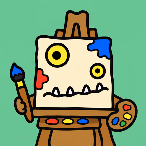 Playful Easel Creature with Art Tools #4345