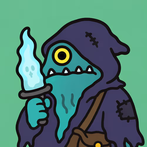 Nft 0318 Teal Ghost with Glowing Dagger #9300