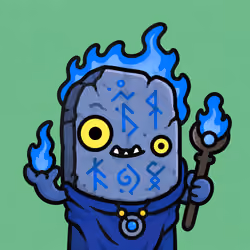 Magic Rune Creature with Flame Staff #5480