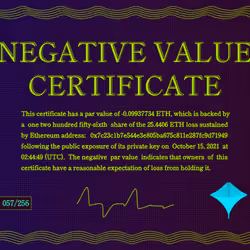 Negative Value Certificate #57 of 256