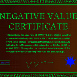 Negative Value Certificate #181 of 256