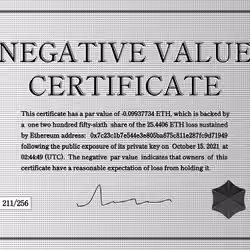 Negative Value Certificate #211 of 256