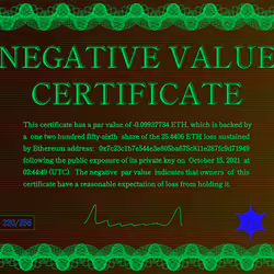 Negative Value Certificate #220 of 256