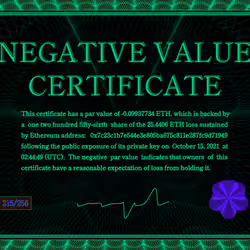 Negative Value Certificate #215 of 256
