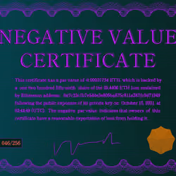 Negative Value Certificate #46 of 256