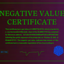 Negative Value Certificate #67 of 256